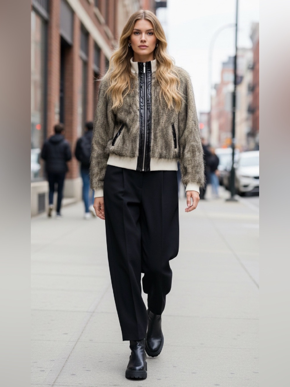 VERTIGO Faux Fur Bomber Jacket